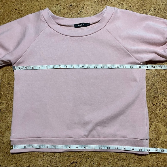 Yala Berkeley Puff Short Sleeve Bamboo & OG Cotton Raglan Pink Sweatshirt Top - Picture 11 of 12